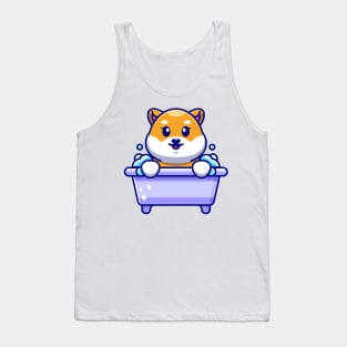 Cute shiba inu dog in a bathtub cartoon character Tank Top